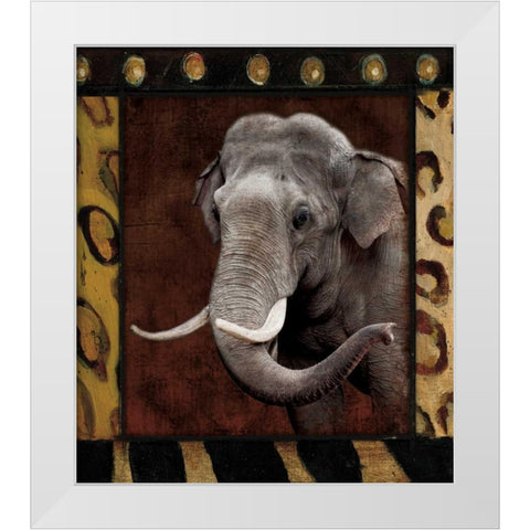 Elephant Bordered White Modern Wood Framed Art Print by Grey, Jace