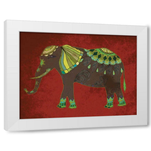 Indian Elephant 2 White Modern Wood Framed Art Print by Grey, Jace