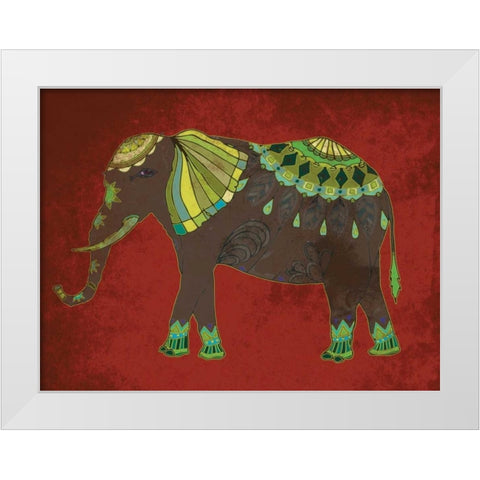 Indian Elephant 2 White Modern Wood Framed Art Print by Grey, Jace
