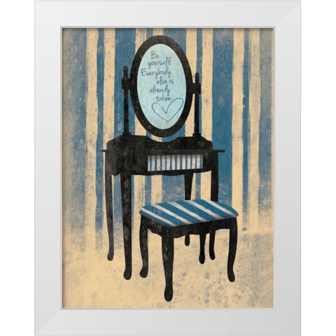 Be Yourself Blue White Modern Wood Framed Art Print by Grey, Jace