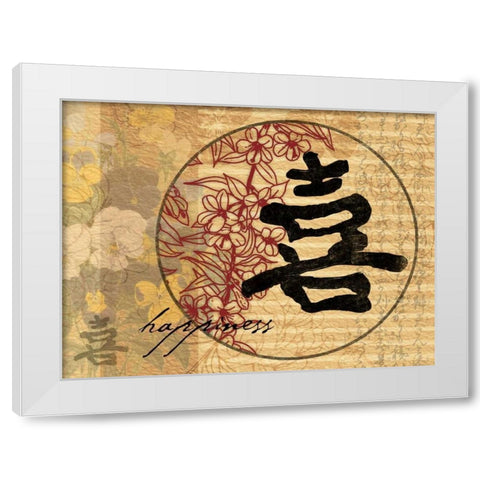 Happiness White Modern Wood Framed Art Print by Grey, Jace