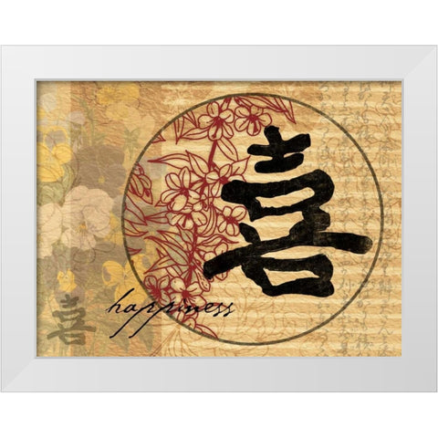 Happiness White Modern Wood Framed Art Print by Grey, Jace