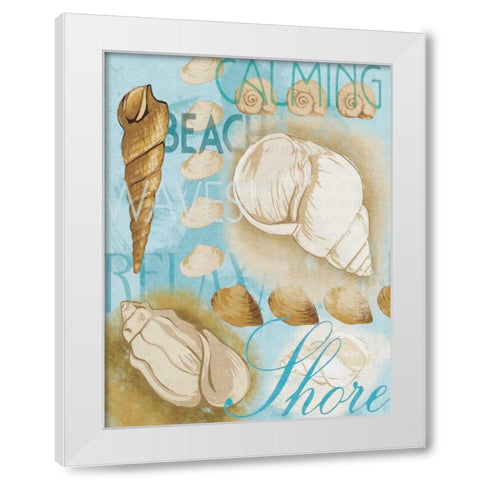 Shell Collage Mate White Modern Wood Framed Art Print by Grey, Jace