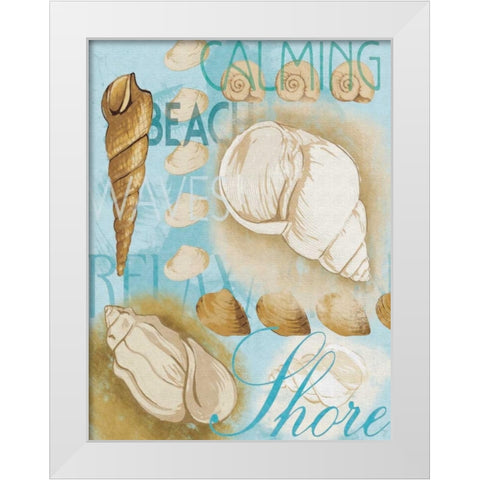 Shell Collage Mate White Modern Wood Framed Art Print by Grey, Jace
