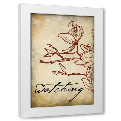 Red watching White Modern Wood Framed Art Print by Grey, Jace