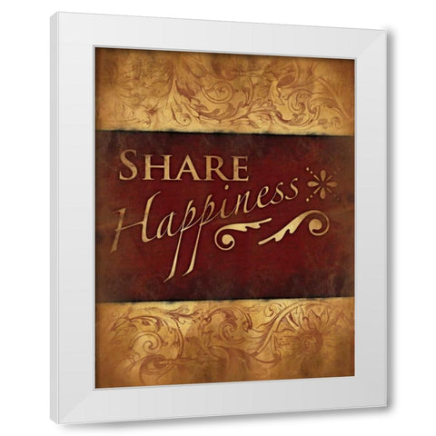 Share Happiness White Modern Wood Framed Art Print by Grey, Jace