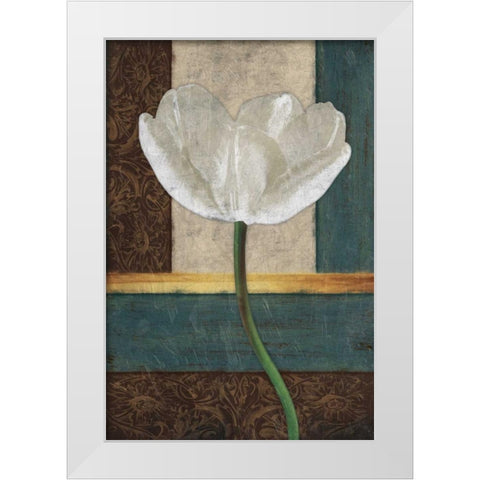 White Floral Mate White Modern Wood Framed Art Print by Grey, Jace