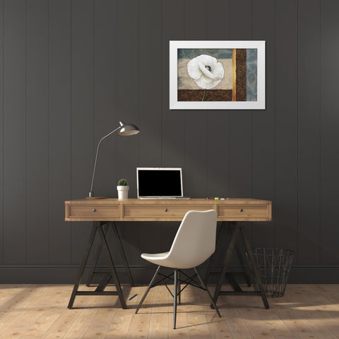 White Floral Horizontal White Modern Wood Framed Art Print by Grey, Jace