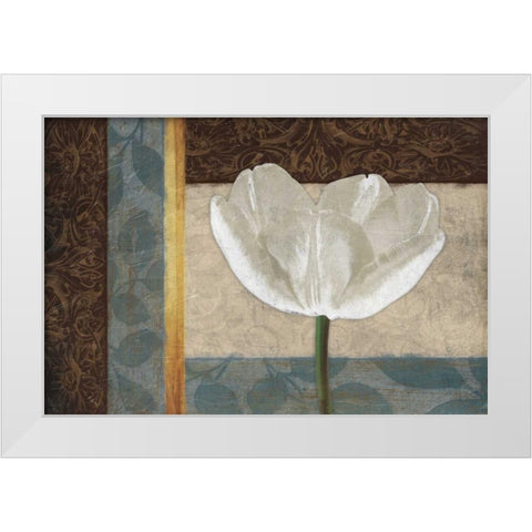 White Floral Mate Horizontal White Modern Wood Framed Art Print by Grey, Jace
