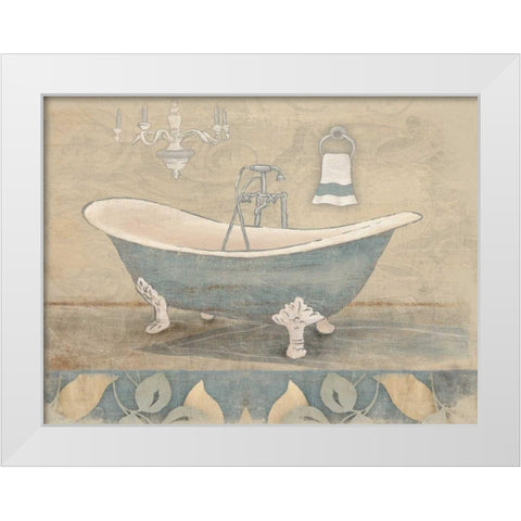 Bath Blue White Modern Wood Framed Art Print by Grey, Jace