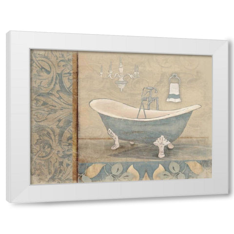 Bath blue White Modern Wood Framed Art Print by Grey, Jace