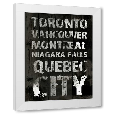 Canada Grunge Type White Modern Wood Framed Art Print by Grey, Jace