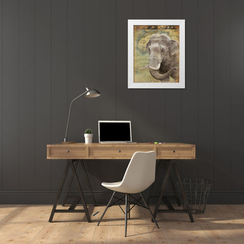 Elephant 2 White Modern Wood Framed Art Print by Grey, Jace