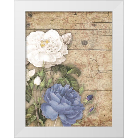 Purple floral mate vert White Modern Wood Framed Art Print by Grey, Jace