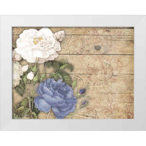 Purple floral mate White Modern Wood Framed Art Print by Grey, Jace