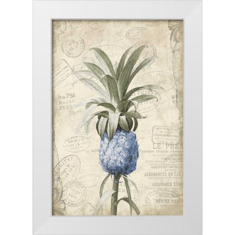 Blue Pineapple White Modern Wood Framed Art Print by Grey, Jace