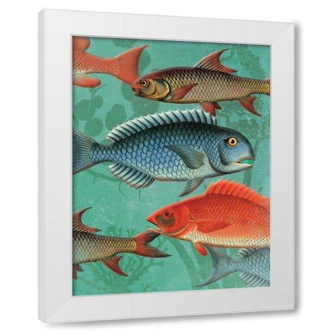 School OF Fish White Modern Wood Framed Art Print by Grey, Jace