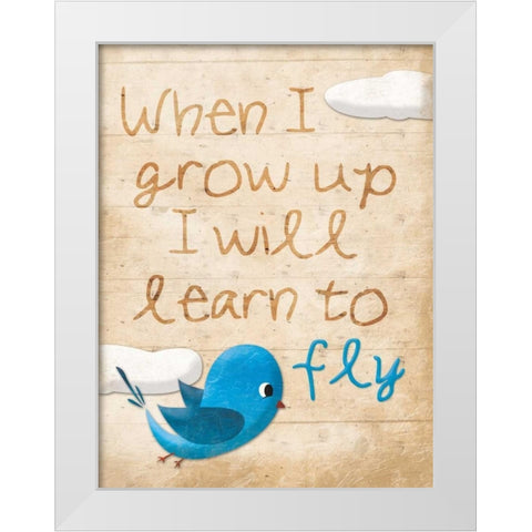 Fly White Modern Wood Framed Art Print by Grey, Jace