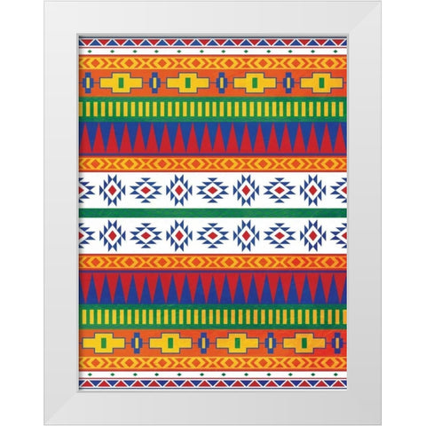 Aztec Patterned Mate Colors White Modern Wood Framed Art Print by Grey, Jace