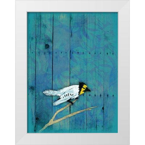 Blue Hue Bird White Modern Wood Framed Art Print by Grey, Jace