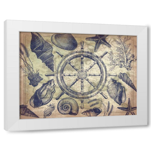 Nautical map White Modern Wood Framed Art Print by Grey, Jace