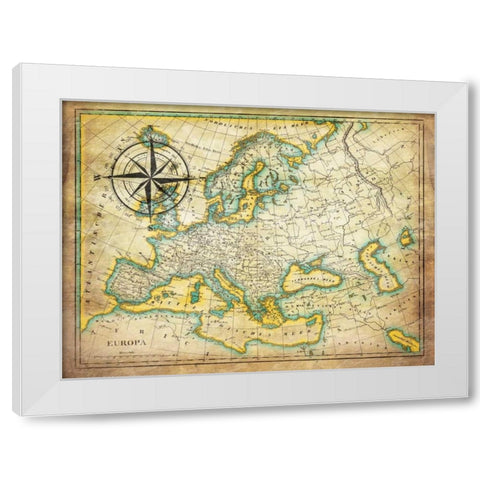 Tropical map White Modern Wood Framed Art Print by Grey, Jace