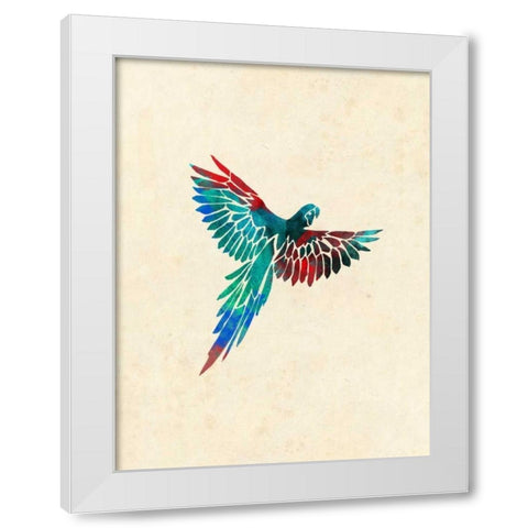 Tropical Parrot White Modern Wood Framed Art Print by Grey, Jace