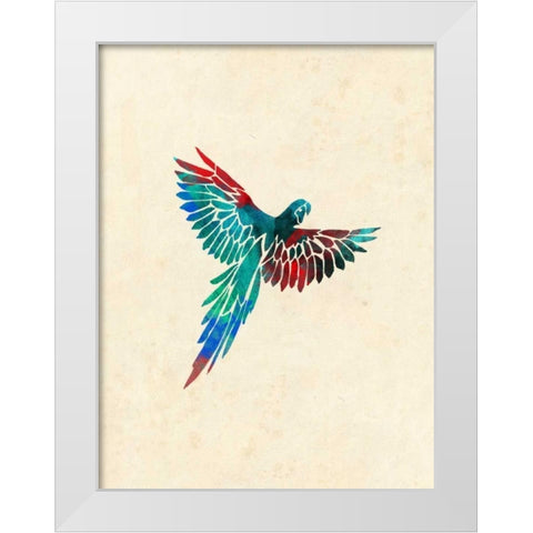 Tropical Parrot White Modern Wood Framed Art Print by Grey, Jace