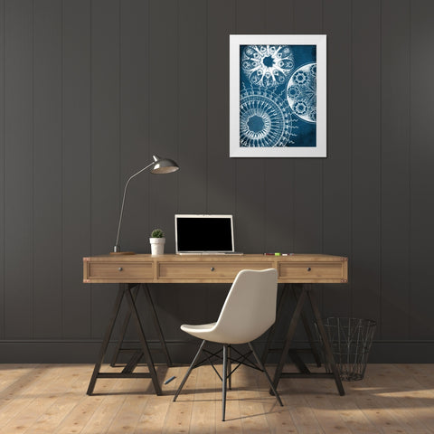 Blue patterns White Modern Wood Framed Art Print by Grey, Jace