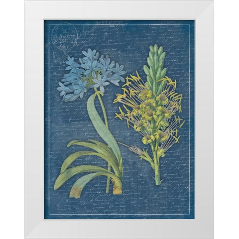 Blue print floral White Modern Wood Framed Art Print by Grey, Jace