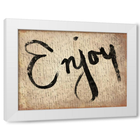 Enjoy White Modern Wood Framed Art Print by Grey, Jace