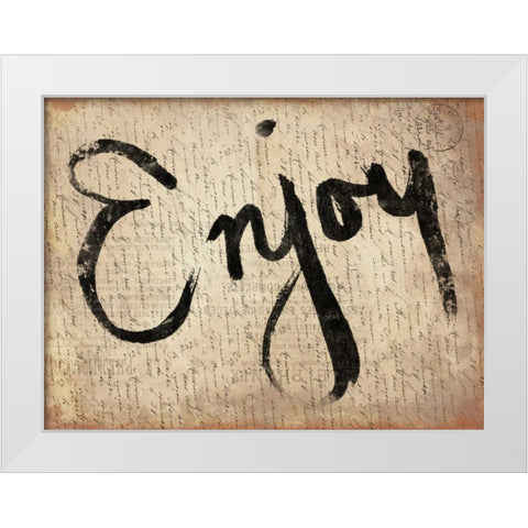 Enjoy White Modern Wood Framed Art Print by Grey, Jace