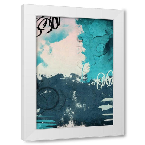 Blue abstract White Modern Wood Framed Art Print by Grey, Jace