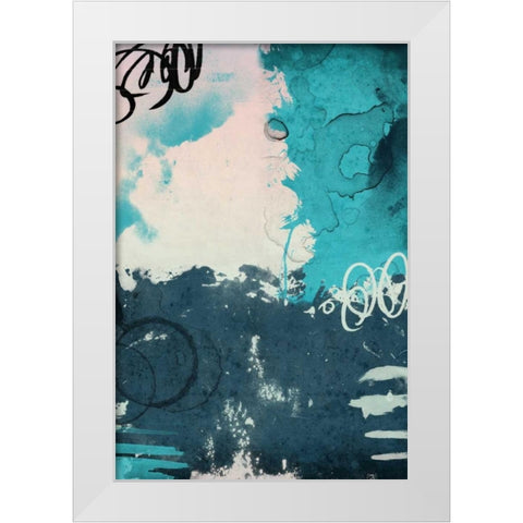Blue abstract White Modern Wood Framed Art Print by Grey, Jace