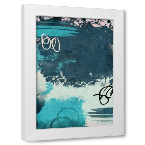 Blue abstract mate White Modern Wood Framed Art Print by Grey, Jace