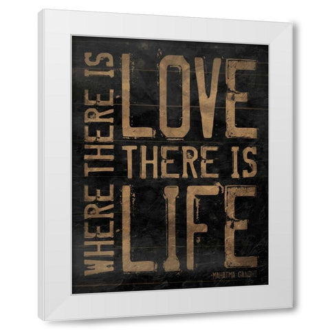 Love Life brown White Modern Wood Framed Art Print by Grey, Jace