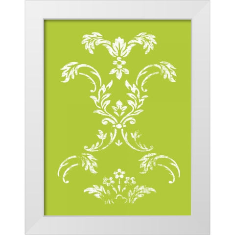 Lime pattern White Modern Wood Framed Art Print by Grey, Jace