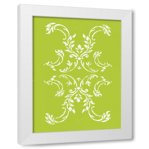 Lime pattern 2 White Modern Wood Framed Art Print by Grey, Jace