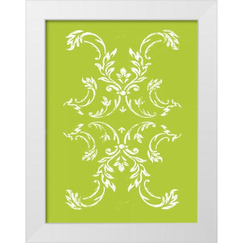 Lime pattern 2 White Modern Wood Framed Art Print by Grey, Jace