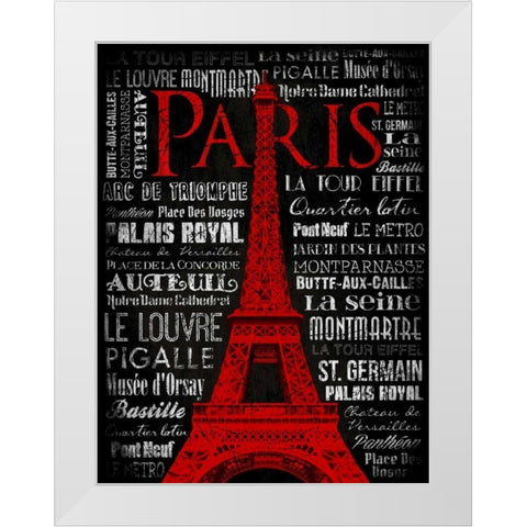 Paris Type RED White Modern Wood Framed Art Print by Grey, Jace