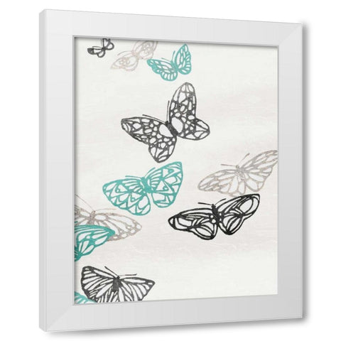 Butterflies White Modern Wood Framed Art Print by Grey, Jace