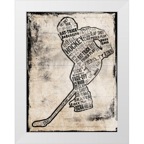 Hockey Type Black White Modern Wood Framed Art Print by Grey, Jace