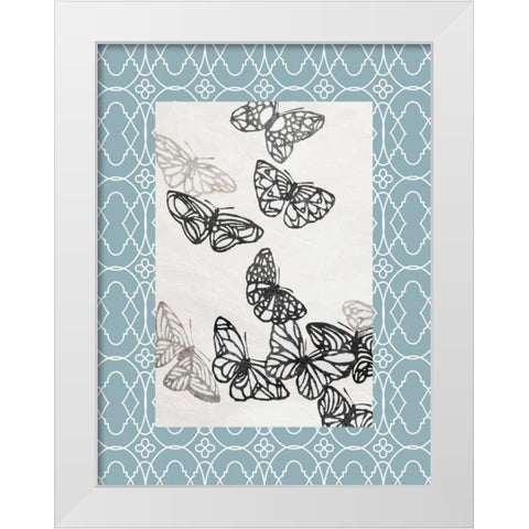 Butterfly border White Modern Wood Framed Art Print by Grey, Jace