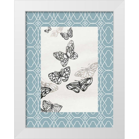 Butterfly border 2 White Modern Wood Framed Art Print by Grey, Jace