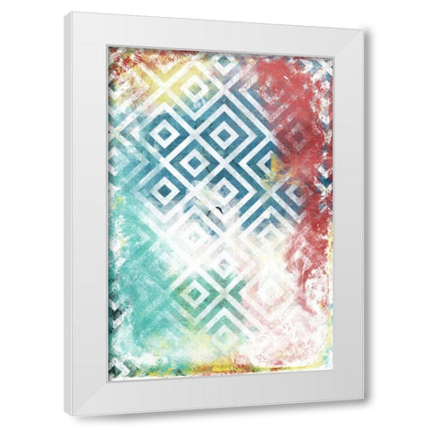 Happy cosmic pattern White Modern Wood Framed Art Print by Grey, Jace