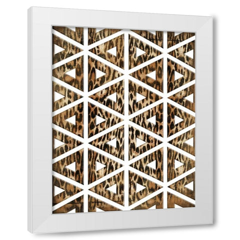 Triangular animals White Modern Wood Framed Art Print by Grey, Jace