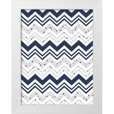 Star chevron White Modern Wood Framed Art Print by Grey, Jace