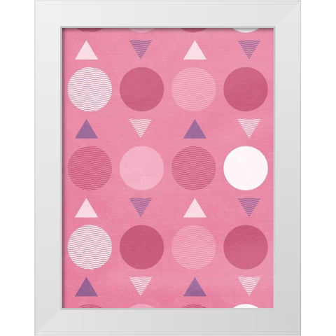 Pink movement White Modern Wood Framed Art Print by Grey, Jace
