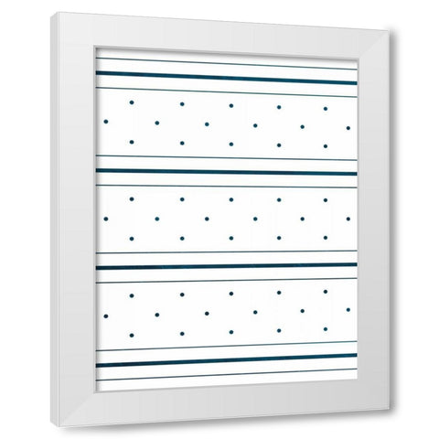 Blue Lines and dots White Modern Wood Framed Art Print by Grey, Jace
