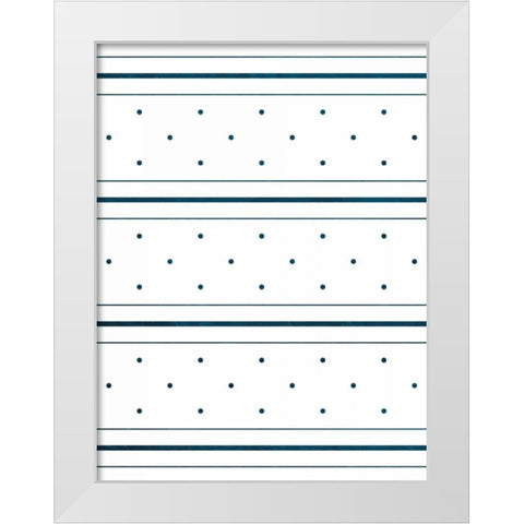 Blue Lines and dots White Modern Wood Framed Art Print by Grey, Jace